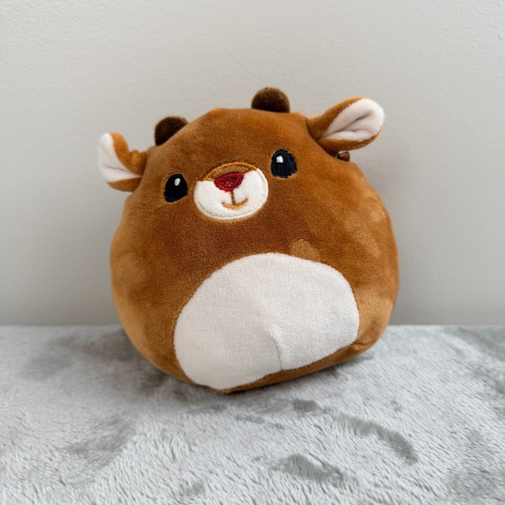 Squishmallows Kellytoy Rudolph the Red-Nosed Reindeer Plush 5" Small Brown Deer